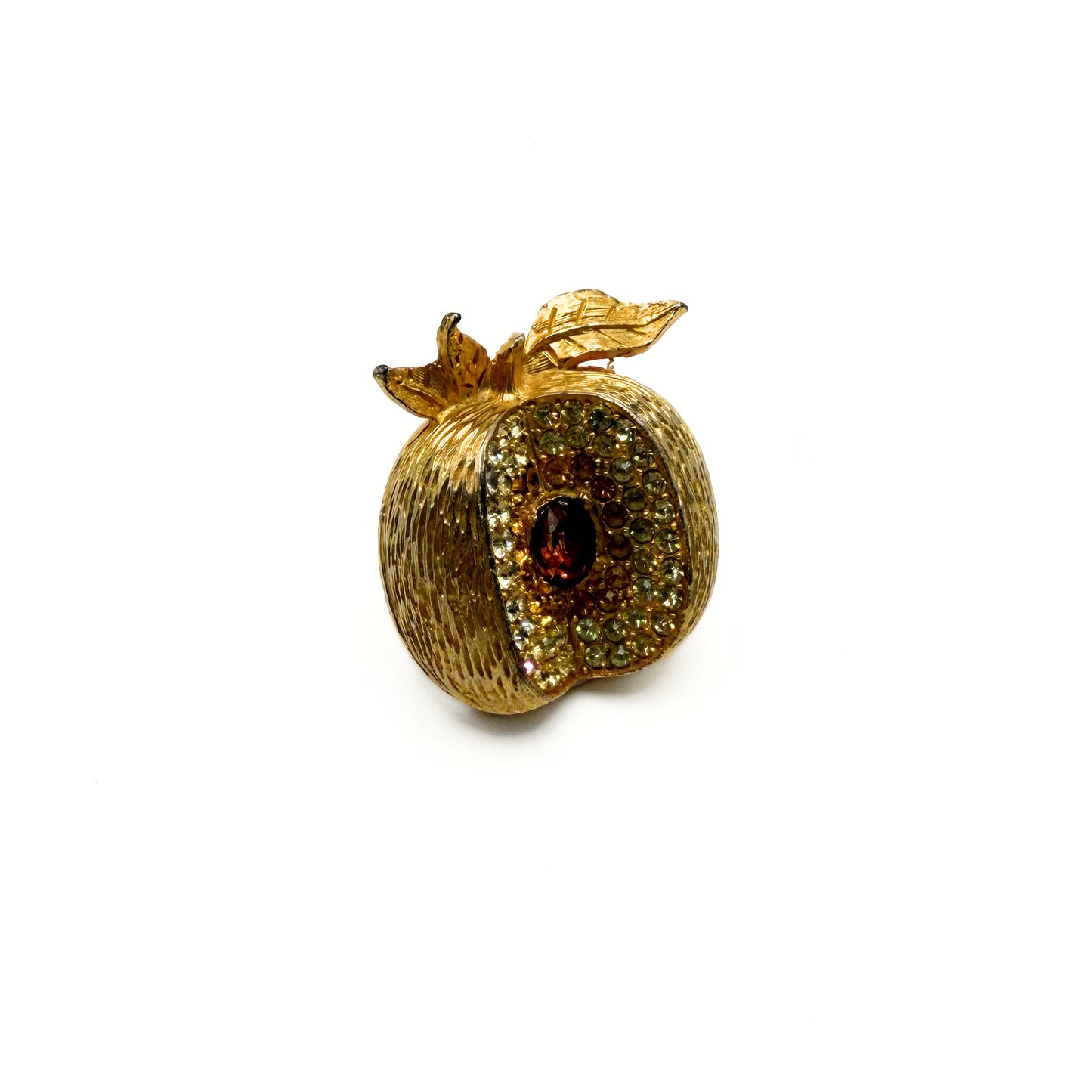 Vintage Hobe Rhinestone Apple Brooch