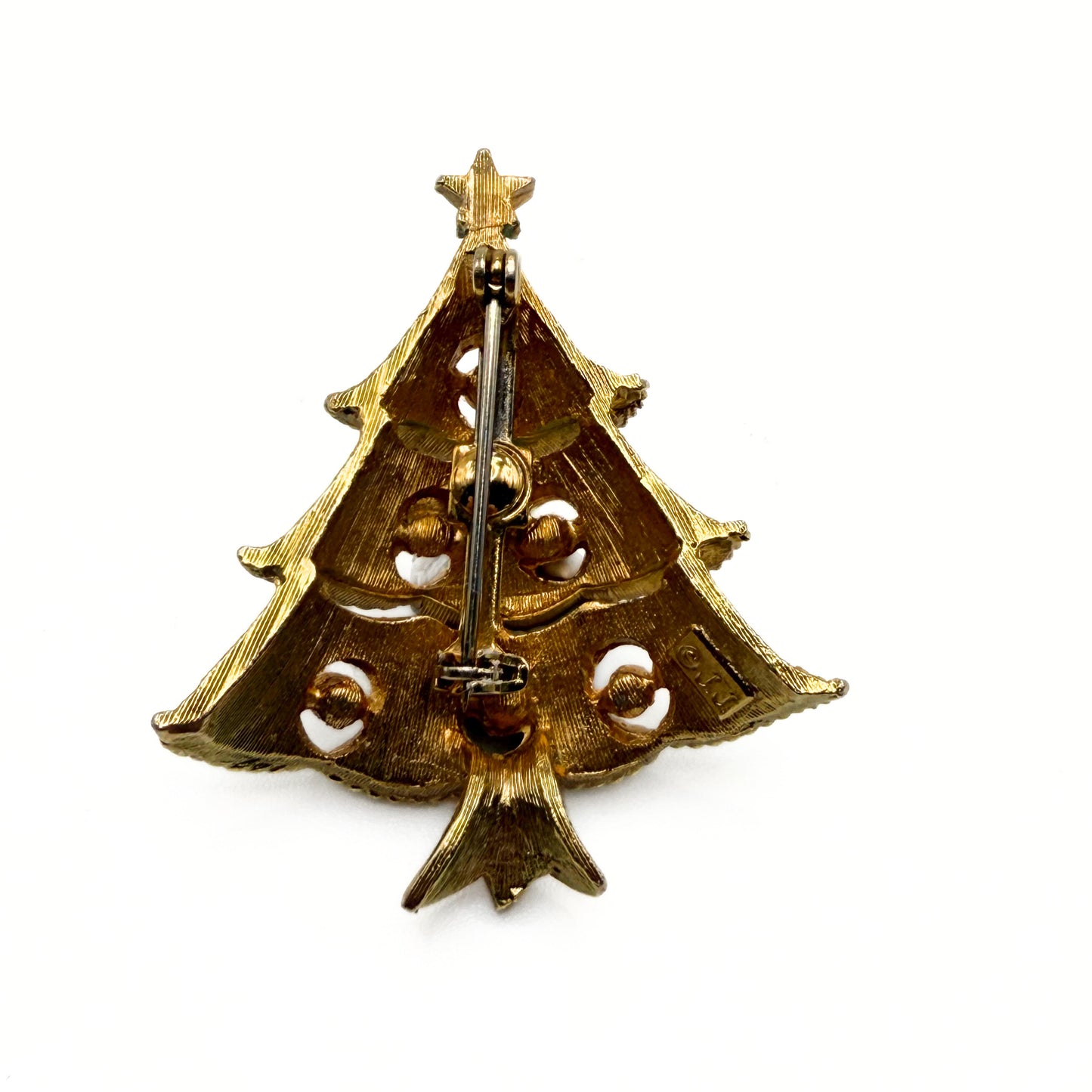 Vintage JJ Green Enamel Christmas Tree Brooch