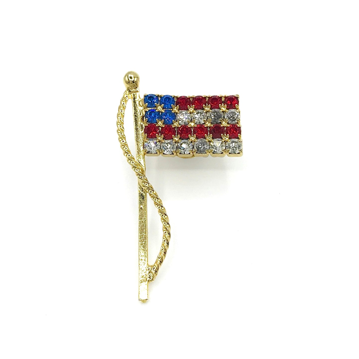 Made in USA Rhinestone American Flag Brooch