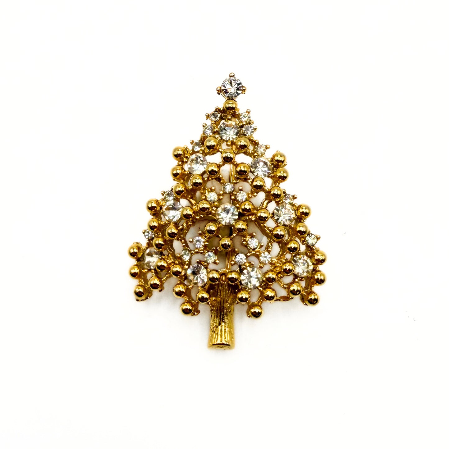Vintage Eisenberg Ice Clear Rhinestone Christmas Tree Brooch