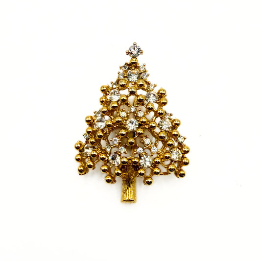 Vintage Eisenberg Ice Clear Rhinestone Christmas Tree Brooch