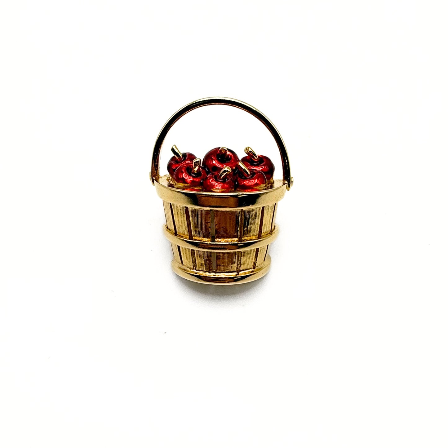 Vintage Gold-Tone Basket of Apples Brooch