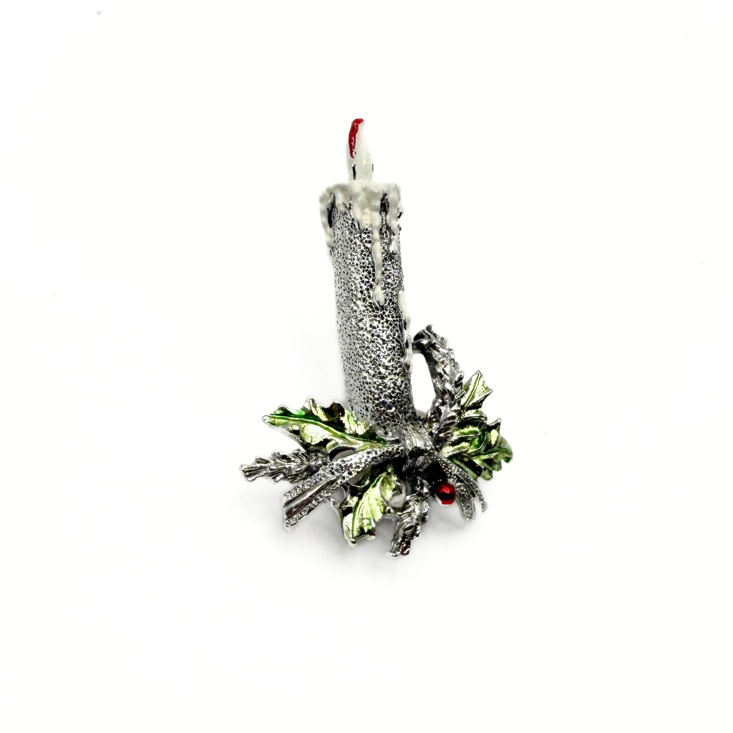 Vintage Gerry’s Silver Candle with Holly Brooch