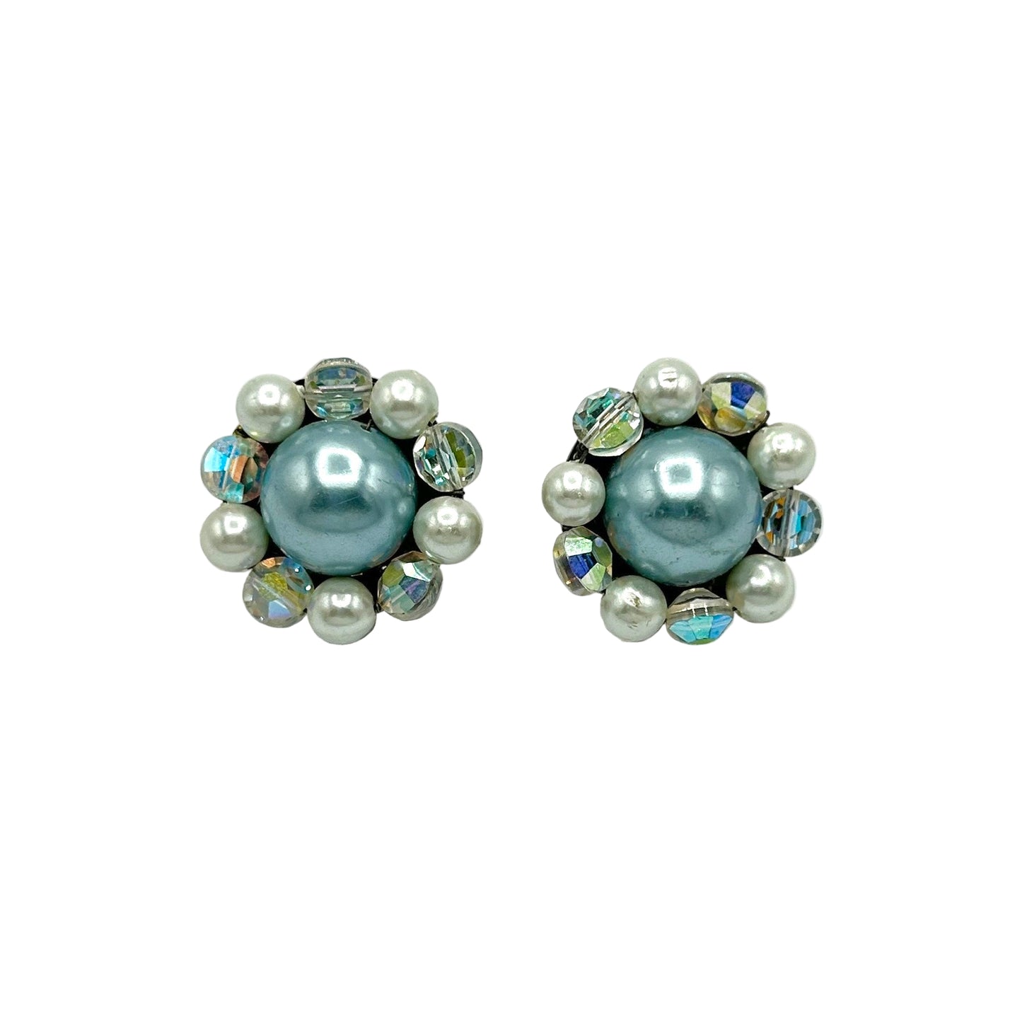 Vintage Japan Blue Ombre Pearls Demi Parure