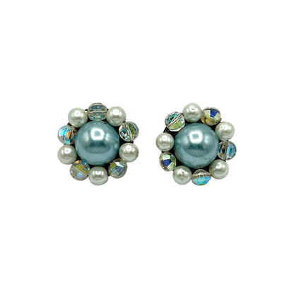 Vintage Japan Blue Ombre Pearls Demi Parure