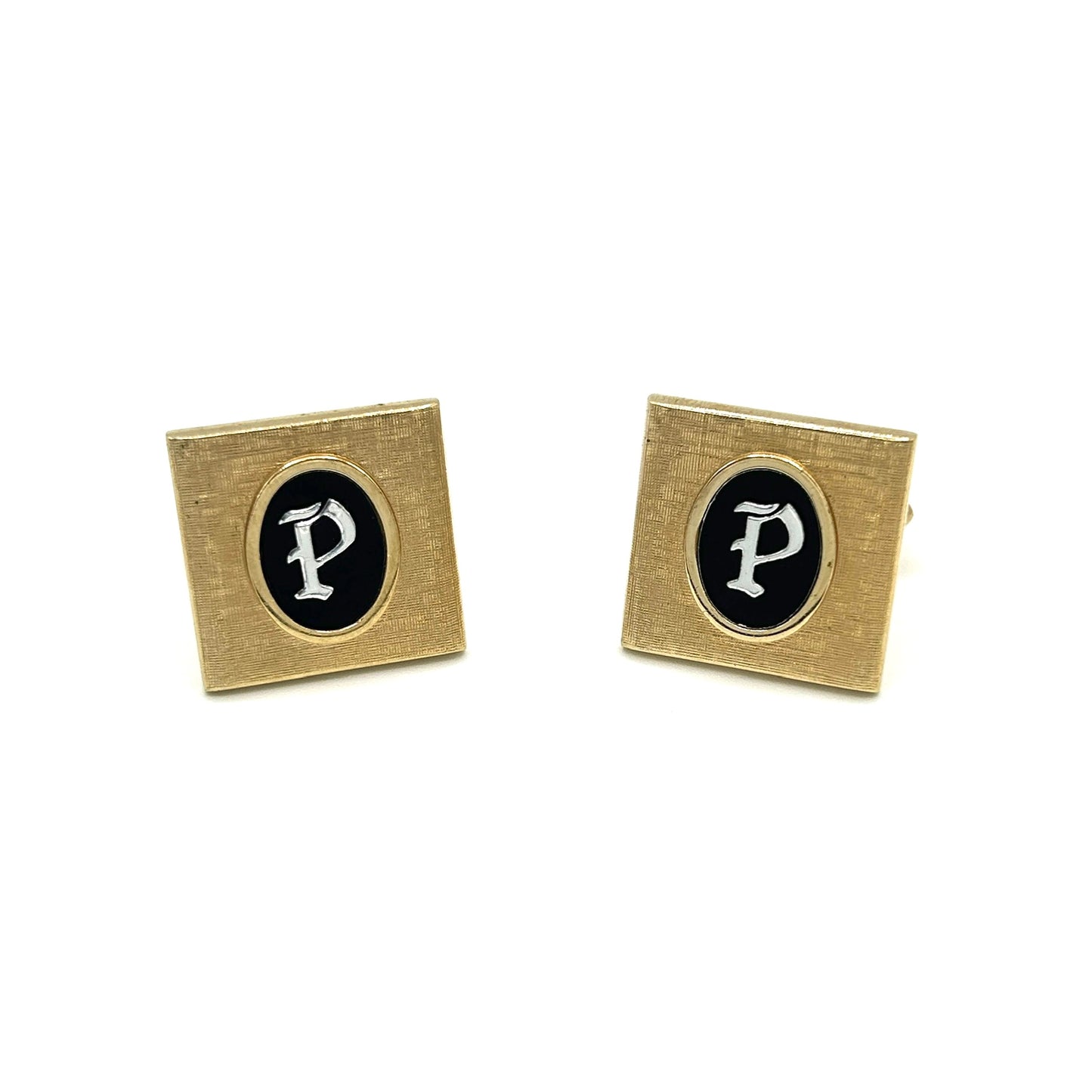 Vintage Swank "P" Gold Cufflinks