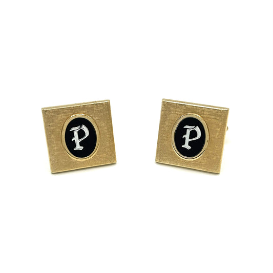 Vintage Swank "P" Gold Cufflinks