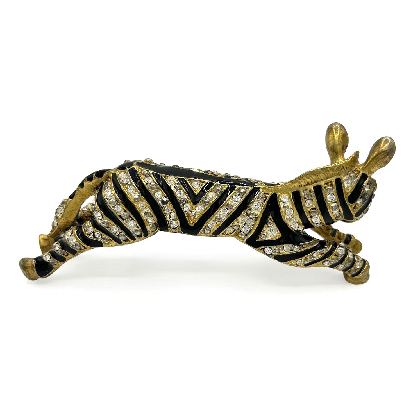 Vintage Rhinestone Zebra Shoulder Brooch