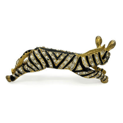 Vintage Rhinestone Zebra Shoulder Brooch