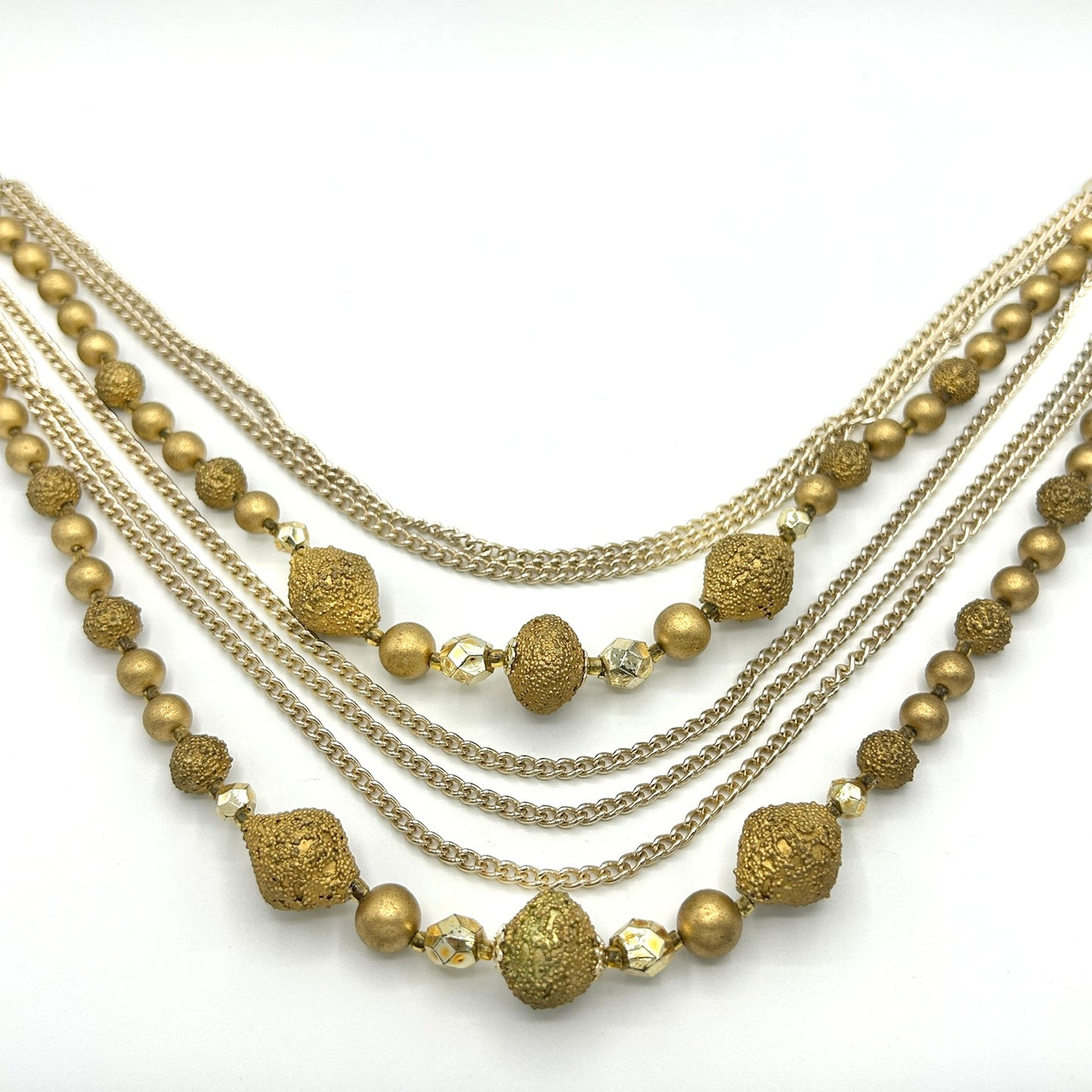 Vintage Japan Gold Beads & Chain Demi Parure