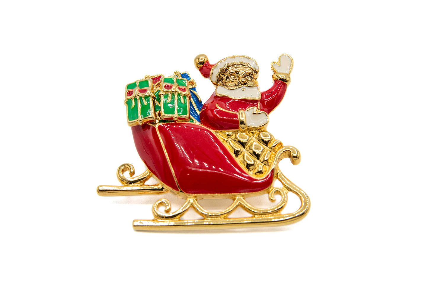 Vintage Avon Santa Sleigh Brooch & Earrings