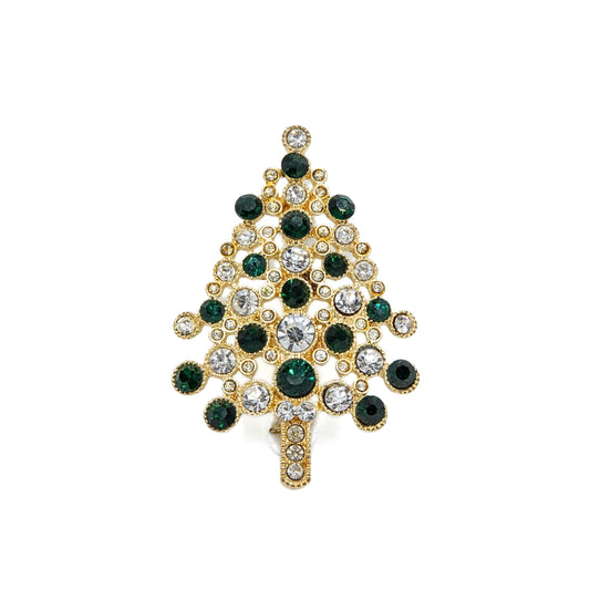 Vintage Monet Rhinestone Christmas Tree Brooch