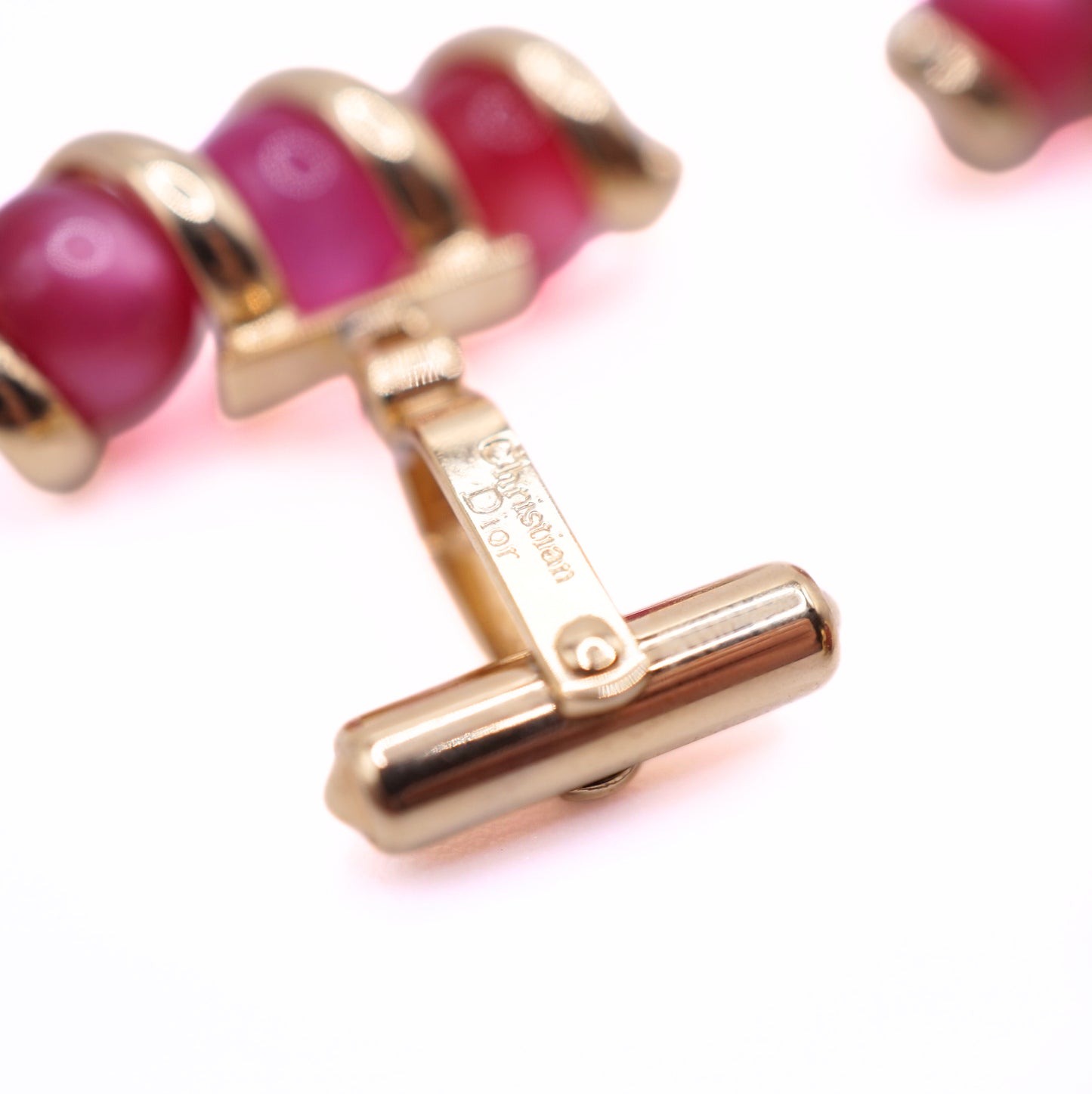 Vintage Christian Dior Red Enamel Cufflinks & Tie Tack