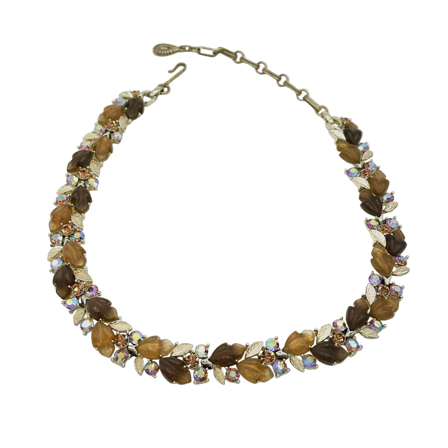 Vintage Lisner Brown Leaves Demi Parure