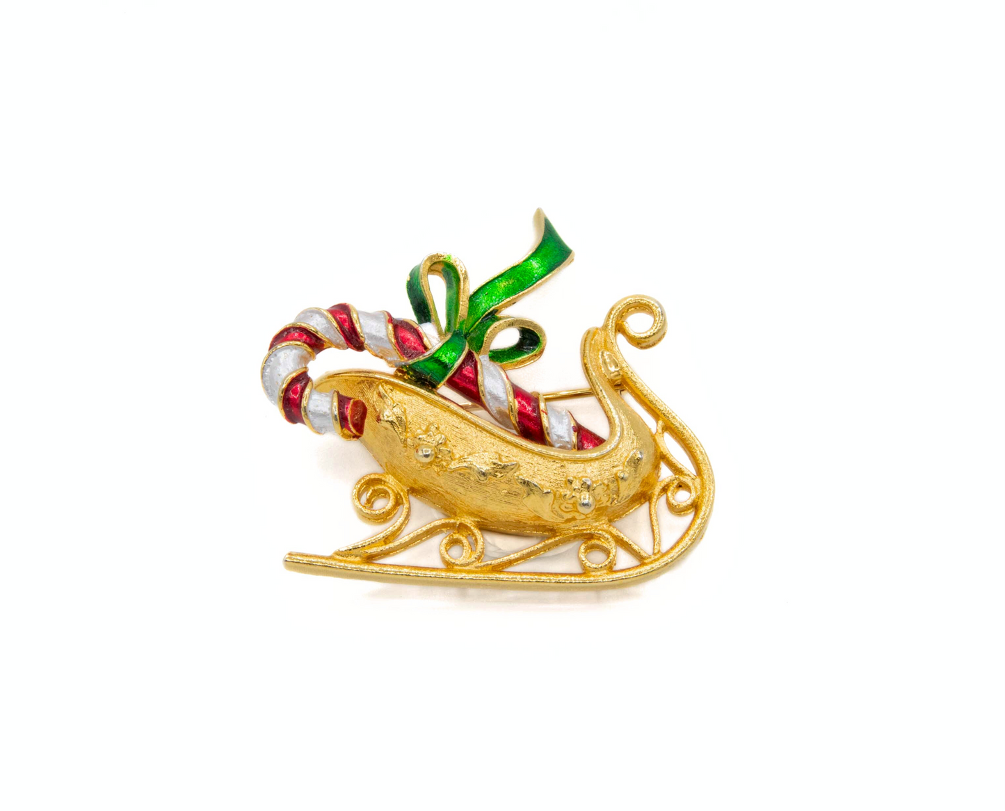 Vintage MYLU Santa Sleigh Brooch