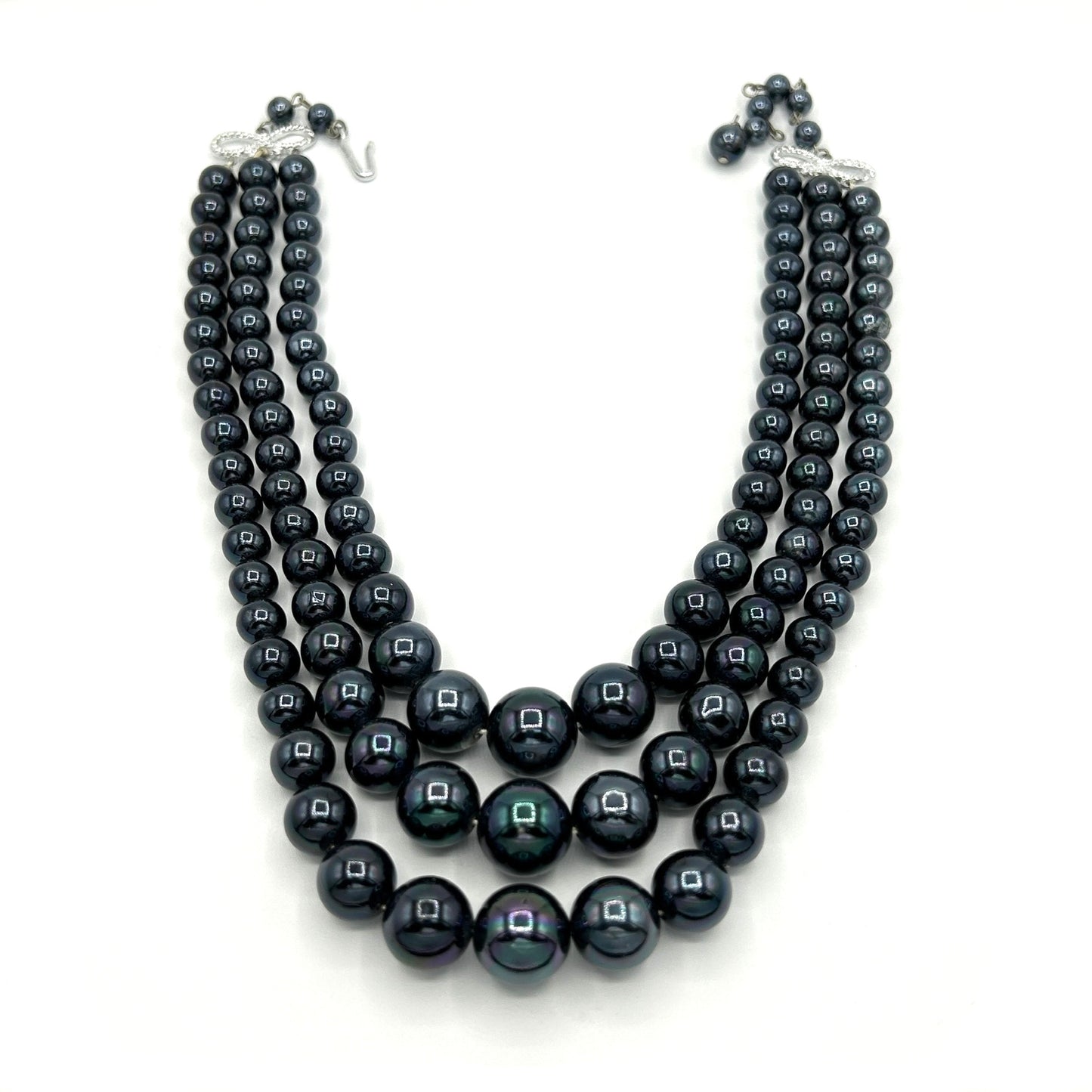 Vintage Japan Black Pearls Demi Parure