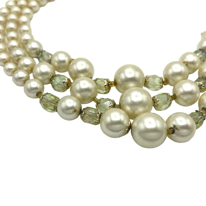 Vintage Japan Pearl and AB Crystal Demi Parure