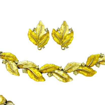 Vintage Lisner Yellow Leaf Full Parure