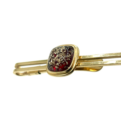 Vintage Krementz U.S.A. Red & Gold Tie Clip