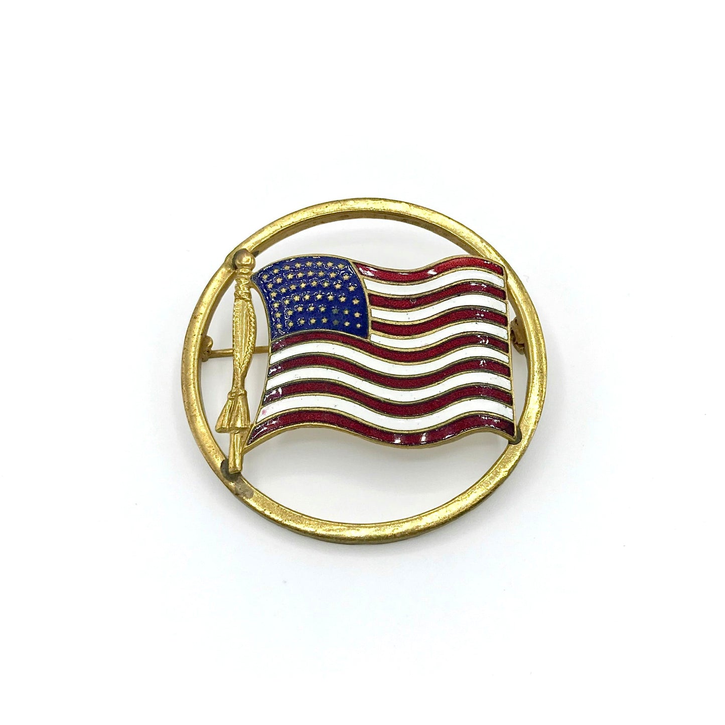 Vintage Enamel American Flag Brooch