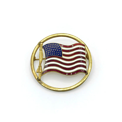 Vintage Enamel American Flag Brooch