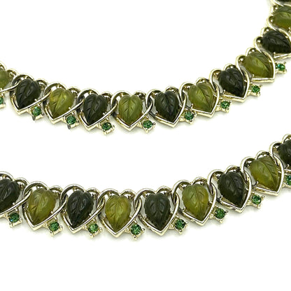 Vintage Lisner Green Leaf Full Parure