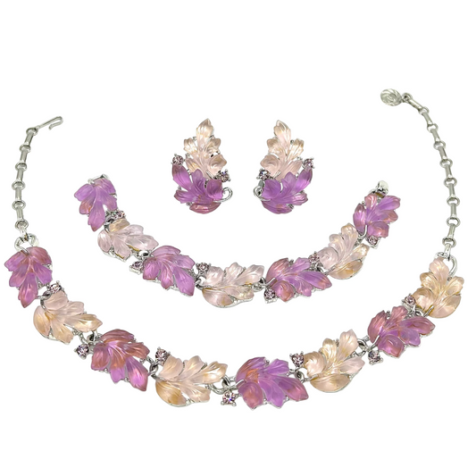 Vintage Lisner Lavender Leaves Full Parure