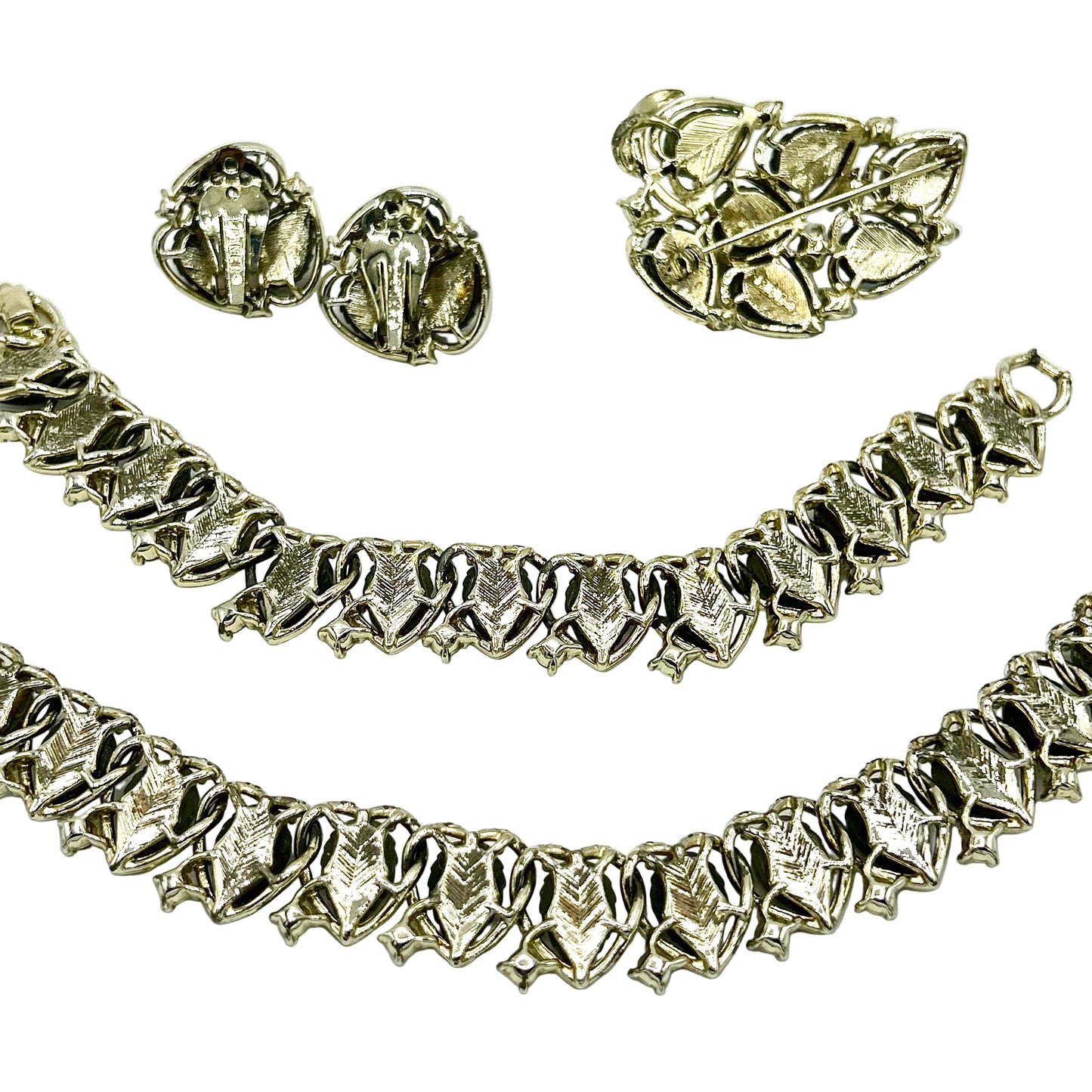 Vintage Lisner Green Leaf Full Parure