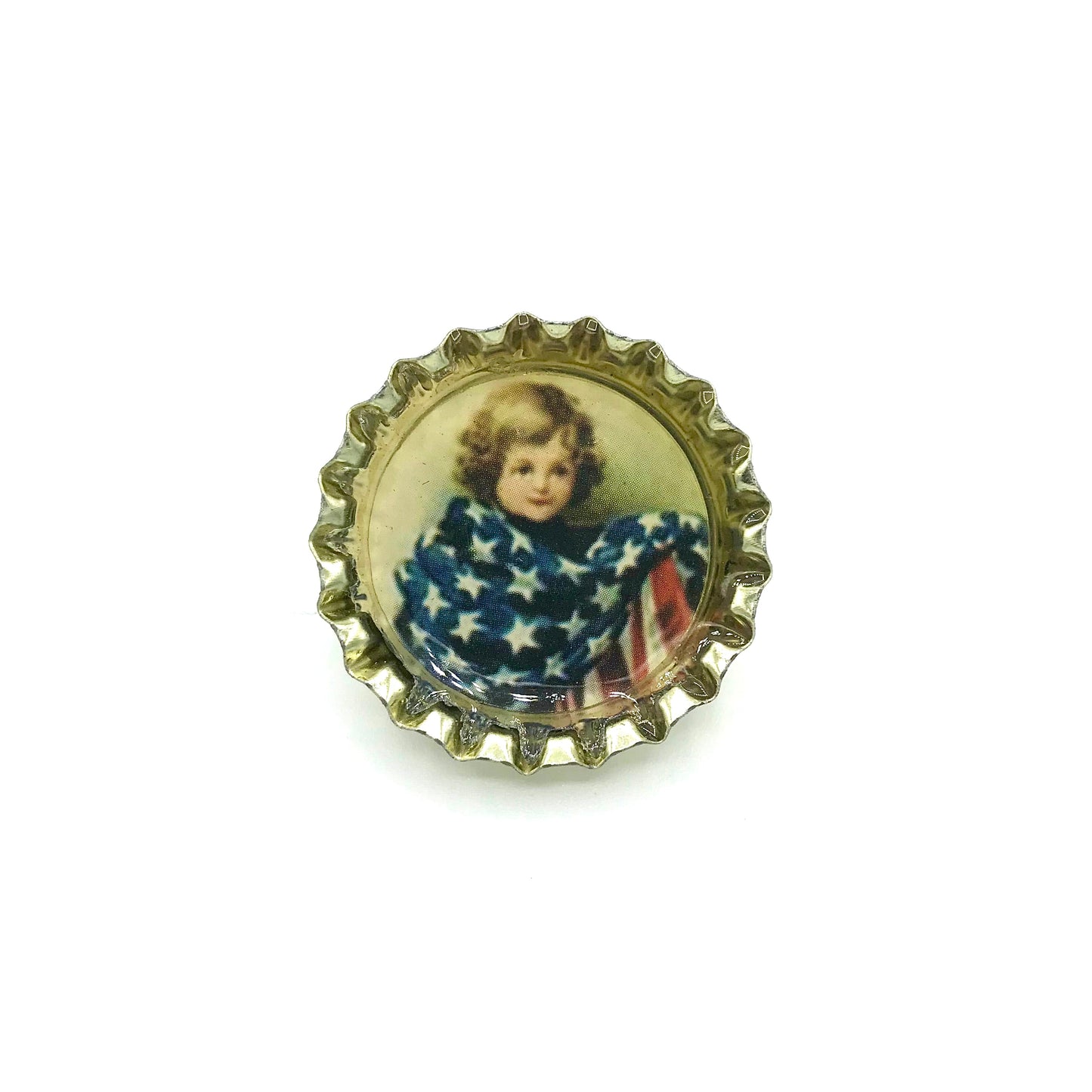 Vintage Patriotic Bottle Cap Portrait Brooch