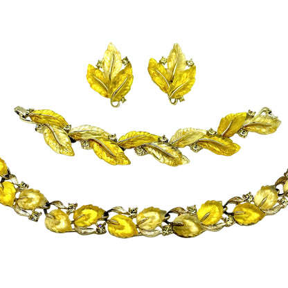 Vintage Lisner Yellow Leaf Full Parure