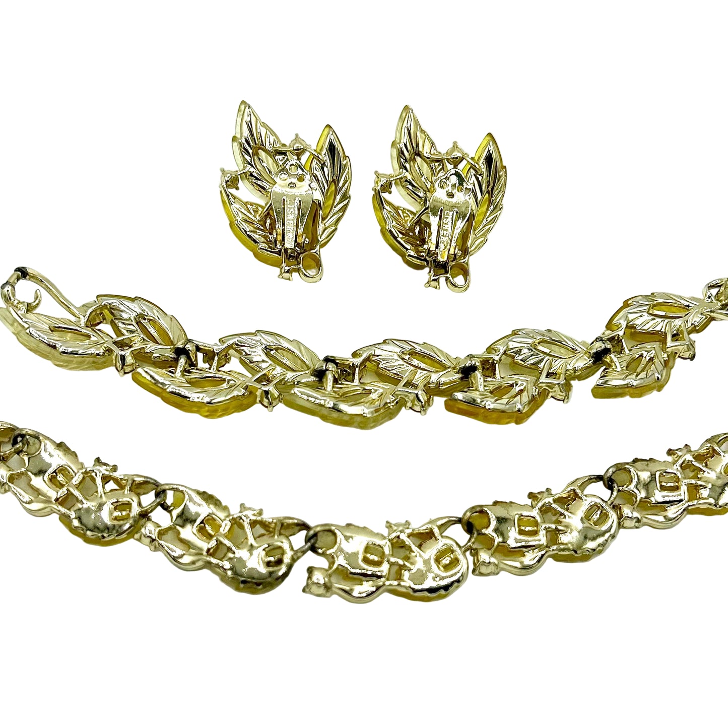 Vintage Lisner Yellow Leaf Full Parure