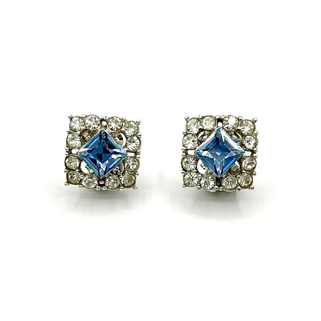 Bogoff Blue Princess Cut Clip-on Earrings