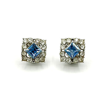 Bogoff Blue Princess Cut Clip-on Earrings