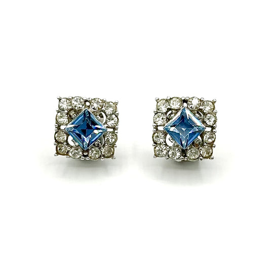 Bogoff Blue Princess Cut Clip-on Earrings