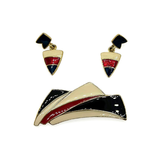 Vintage Trifari Brooch and Earring Set