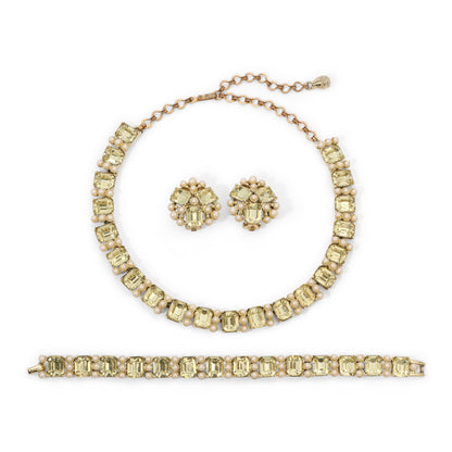 Vintage Charel Citrine Rhinestone Parure