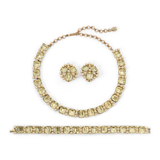 Vintage Charel Citrine Rhinestone Parure