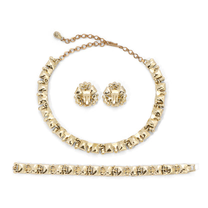 Vintage Charel Citrine Rhinestone Parure