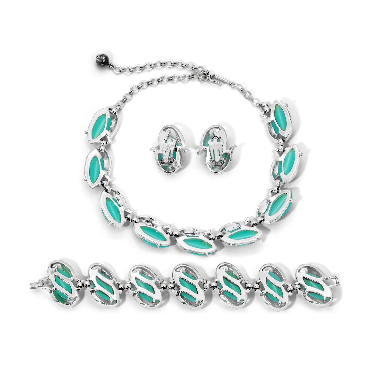 Vintage Signed Charel Jade Lucite Parure