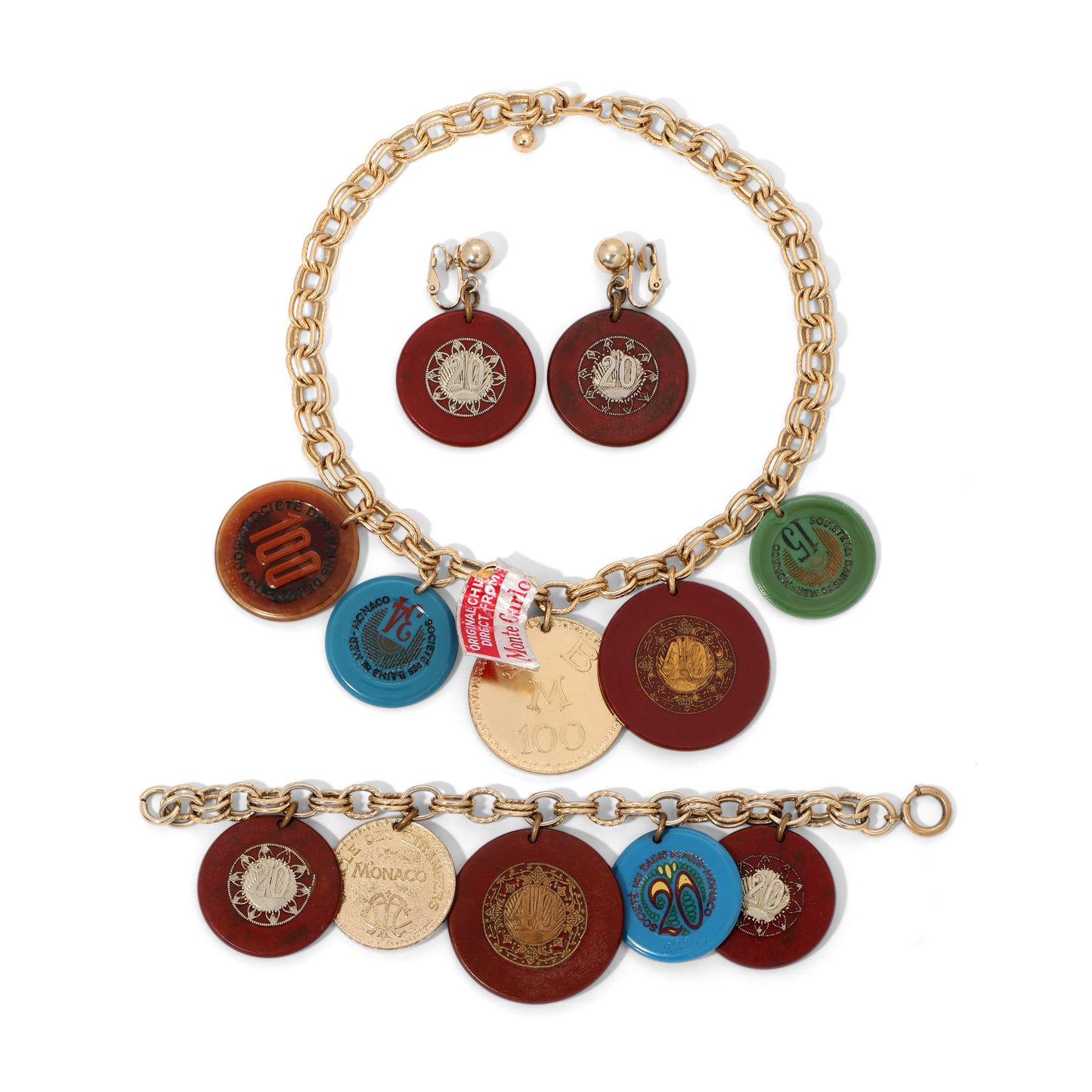 Vintage Bergere Monte Carlo Casino Chip Parure Set