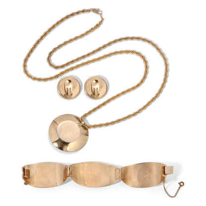 Vintage Signed Bergere Aqua Blue Glass Facet Parure