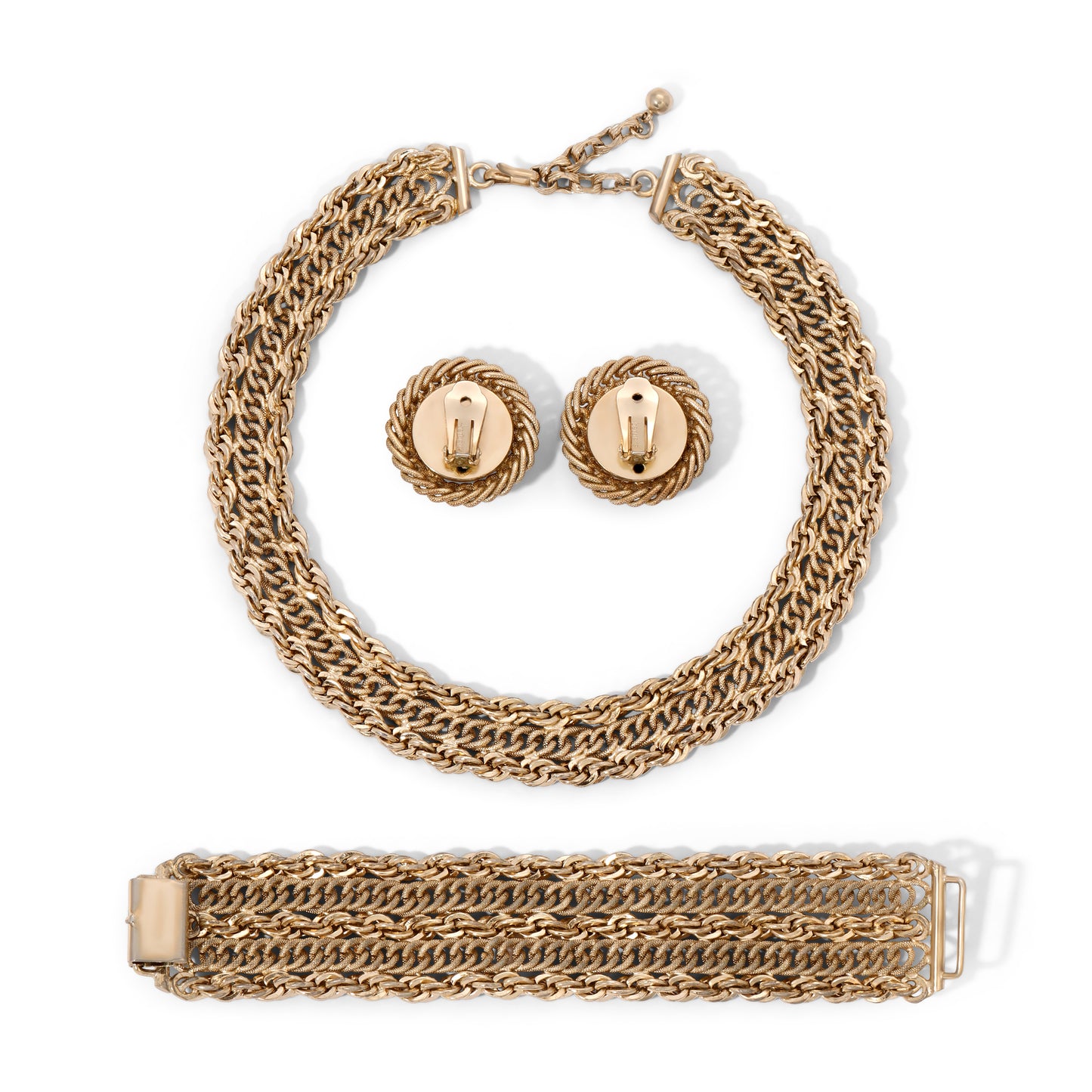 Vintage Signed Bergere Chunky Gold Toned Chain Parure