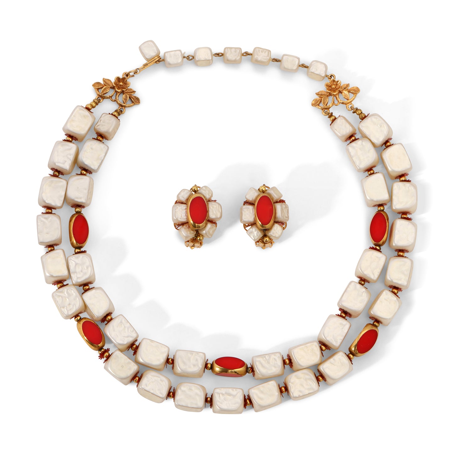 Vintage Signed Deauville Faux Pearl Double Strand Choker Necklace