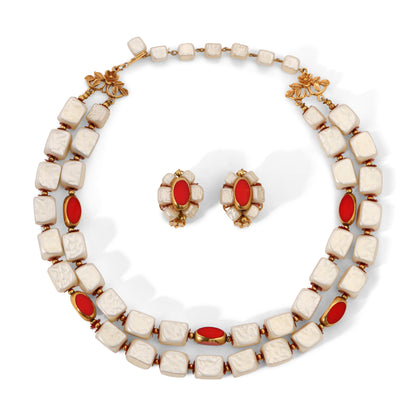 Vintage Signed Deauville Faux Pearl Double Strand Choker Necklace