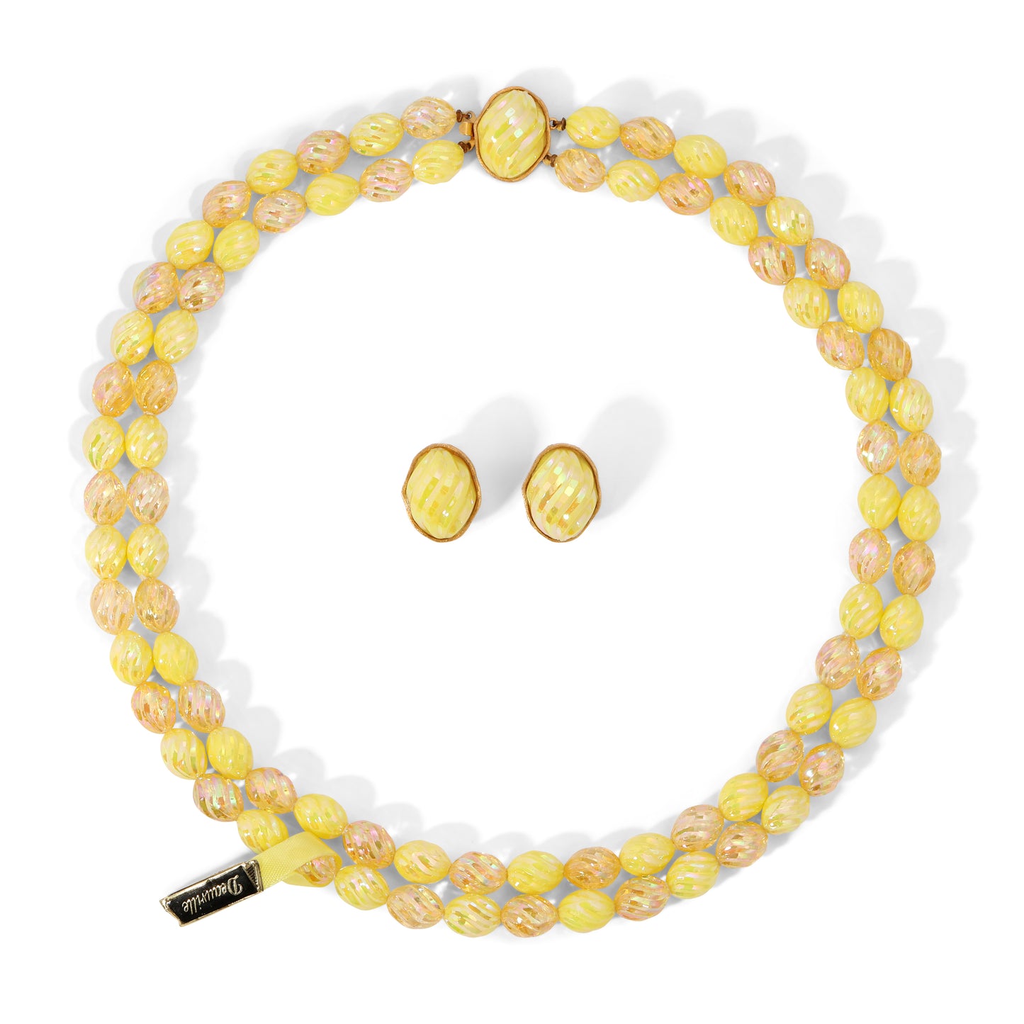 Vintage Deauville Yellow Aurora Borealis Parure