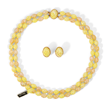 Vintage Deauville Yellow Aurora Borealis Parure