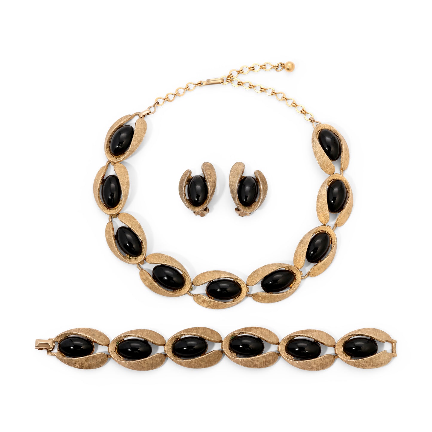 Vintage Signed Charel Gold & Black Lucite Parure