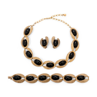 Vintage Signed Charel Gold & Black Lucite Parure