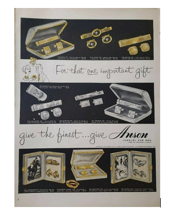 Vintage 1948 Anson Jewelry Print Ad Ephemera Wall Art Décor
