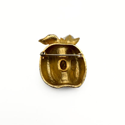 Vintage Hobe Rhinestone Apple Brooch